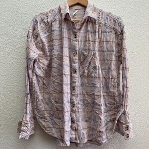 Free People Break My Stride Button Up Shirt Multi-Color XS Plaid OB85728